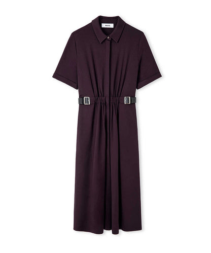 Dual-Buckle Belted Shirt Dress