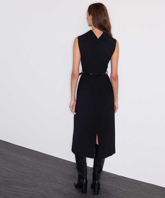 Croc-Effect Belted Dress
