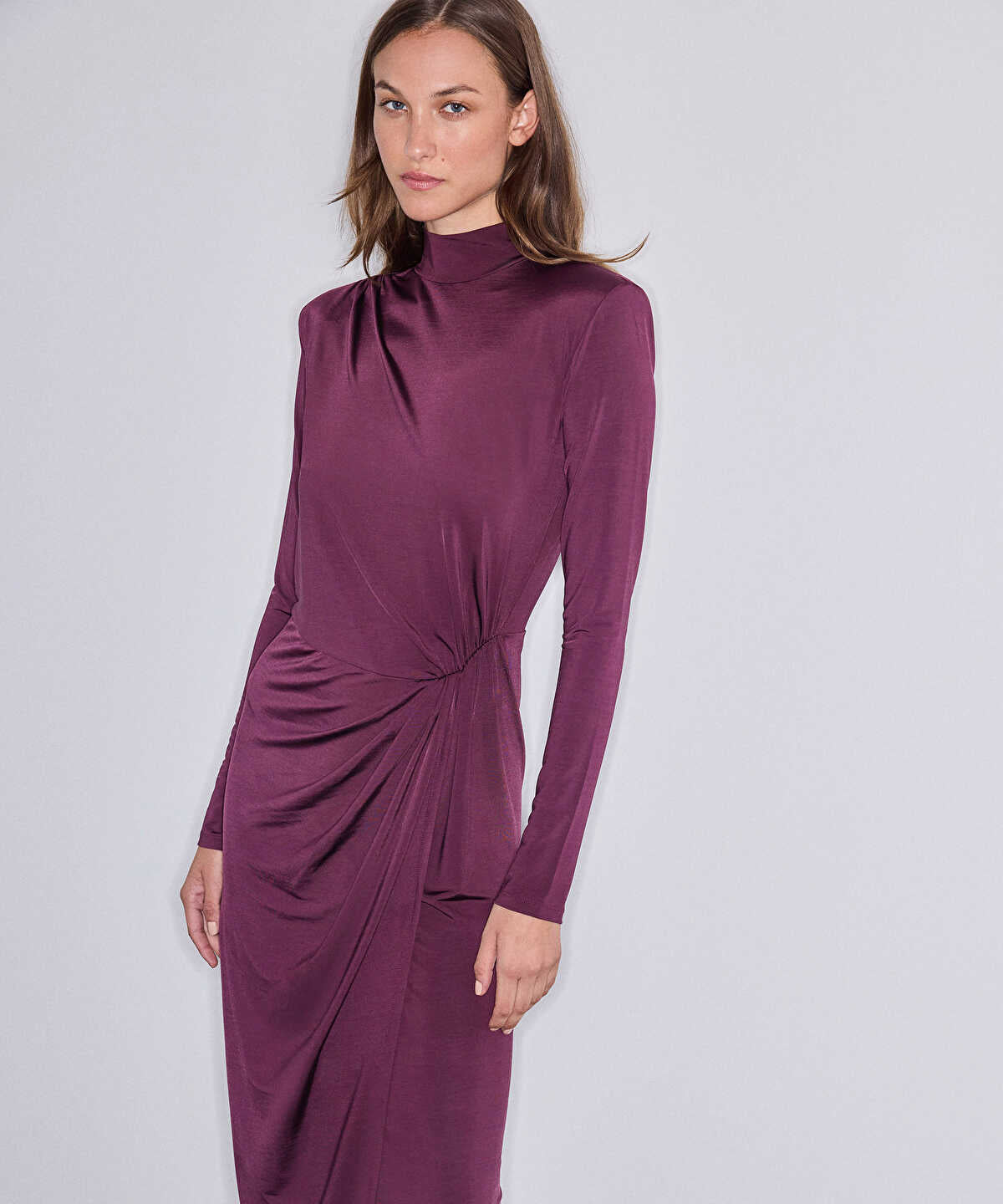 Padded-Shoulder Jersey Dress
