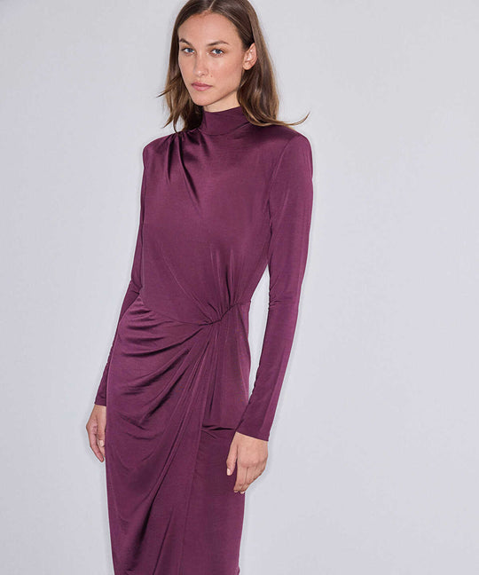 Padded-Shoulder Jersey Dress