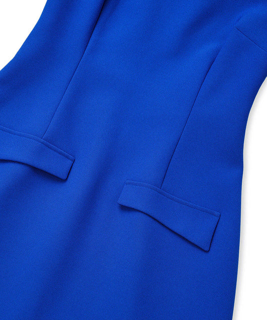 Puff-Sleeve Flap-Pocket Dress