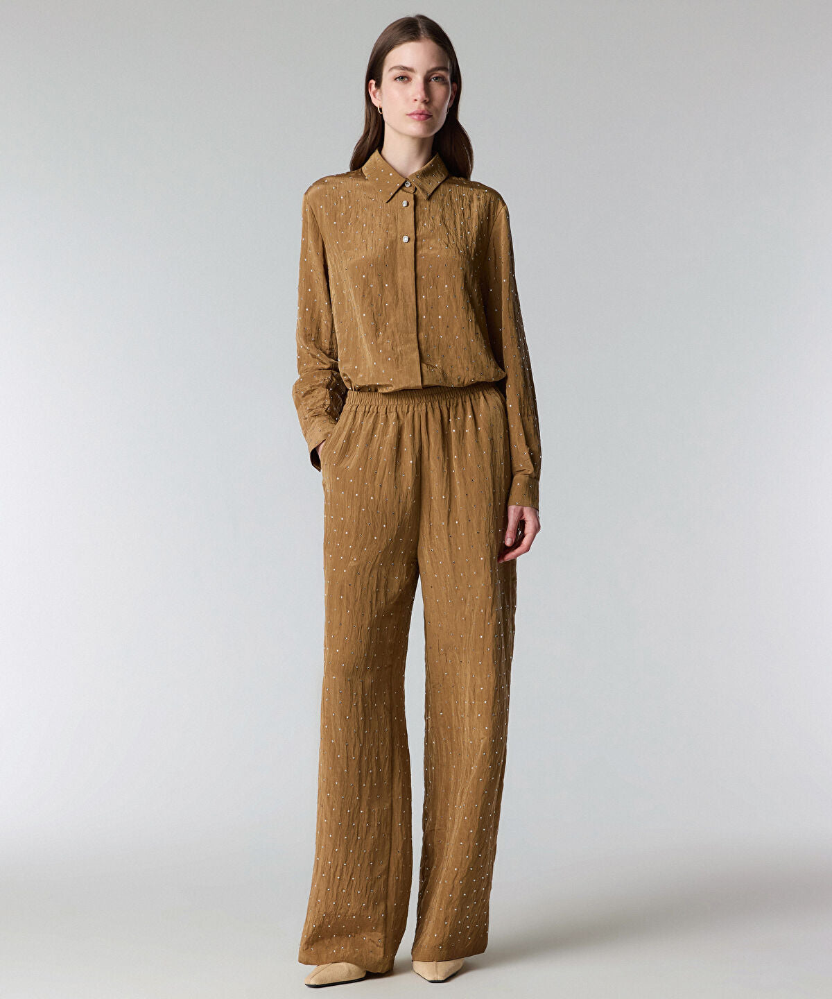 Zoomed Rhinestone Embellished Trousers