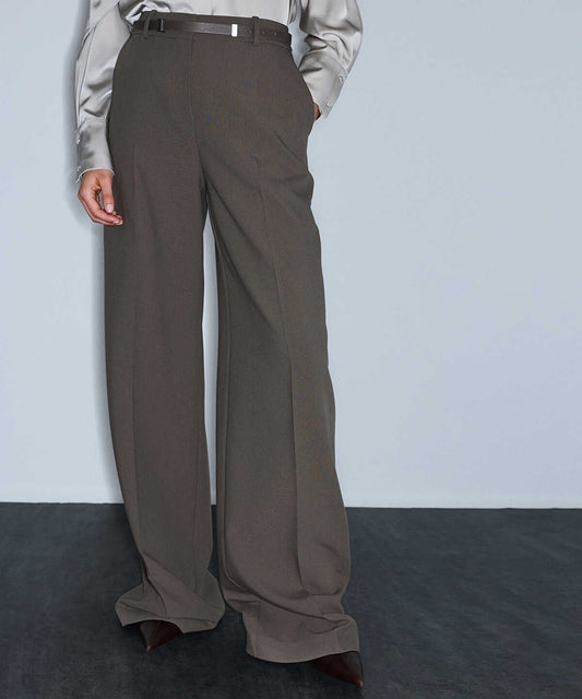 Faux-Leather Belted Wide-Leg Trousers