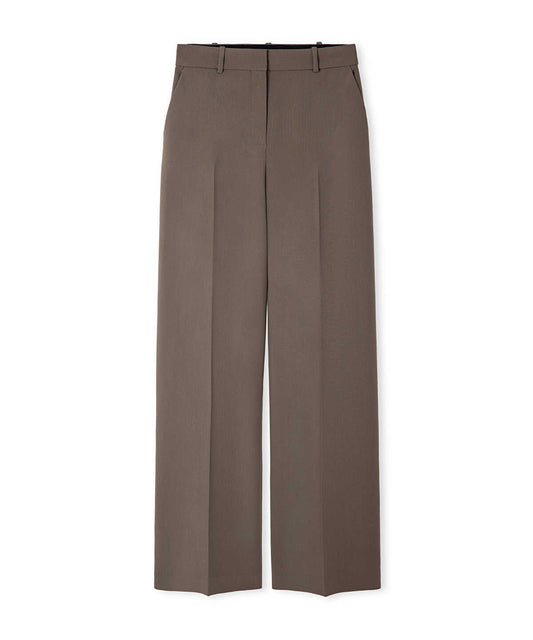Faux-Leather Belted Wide-Leg Trousers