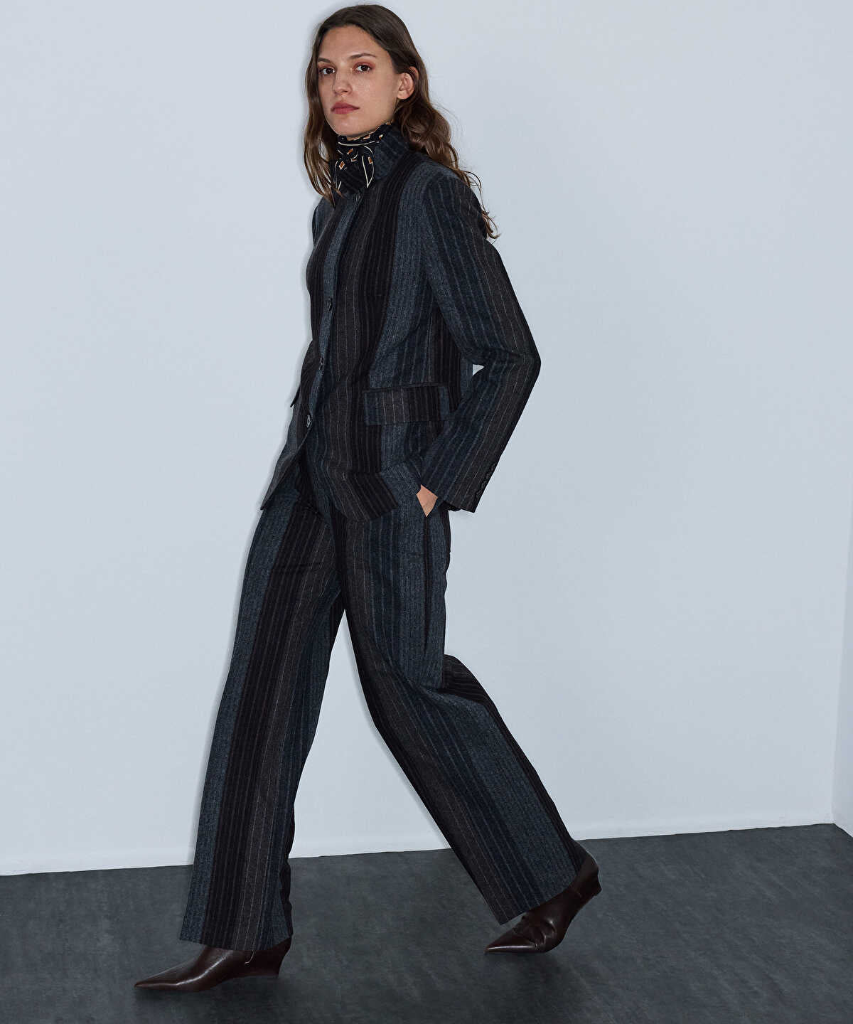 Pinstripe Wool-Blend Trousers