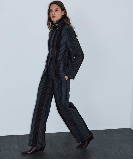 Pinstripe Wool-Blend Trousers
