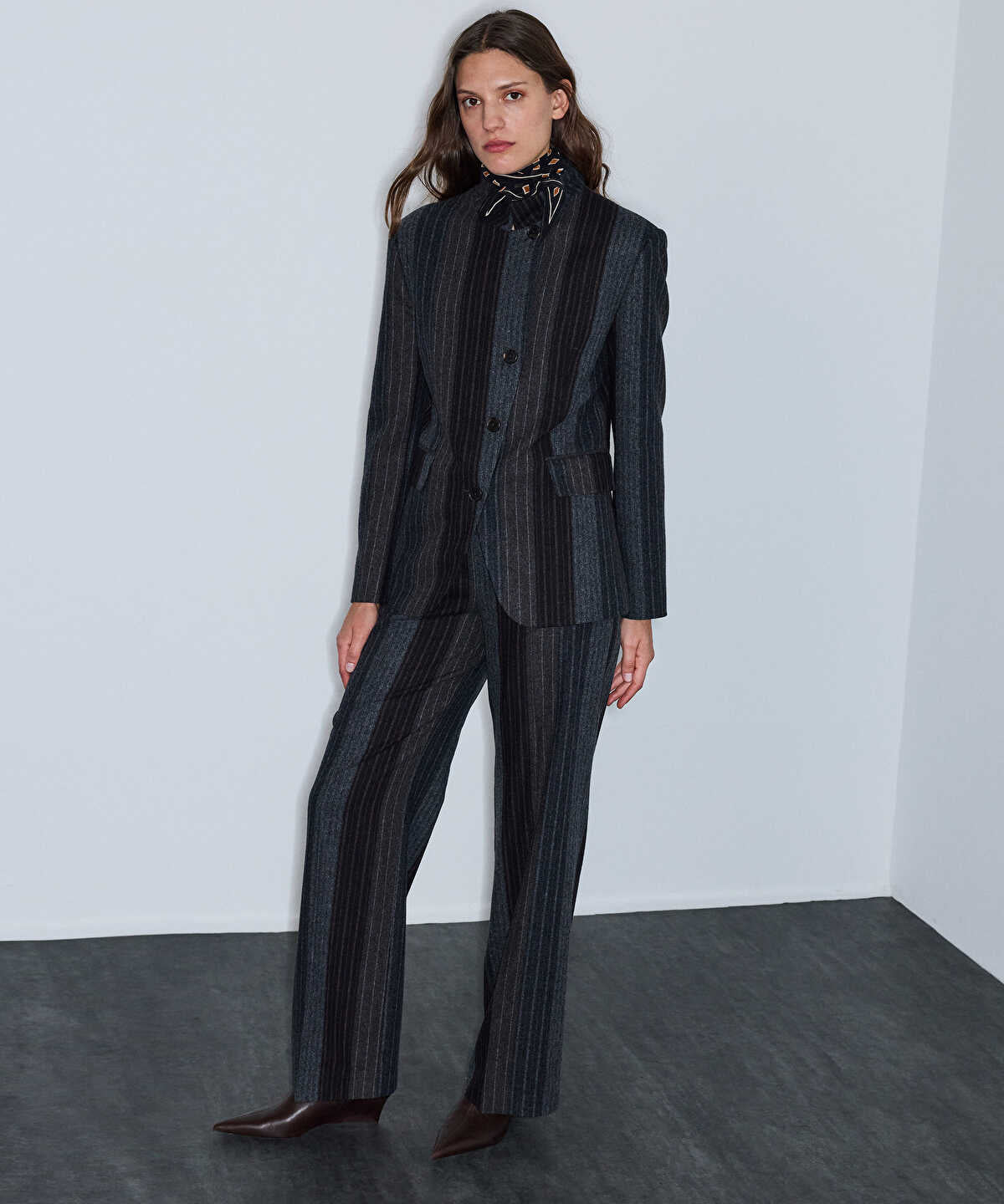 Pinstripe Wool-Blend Trousers