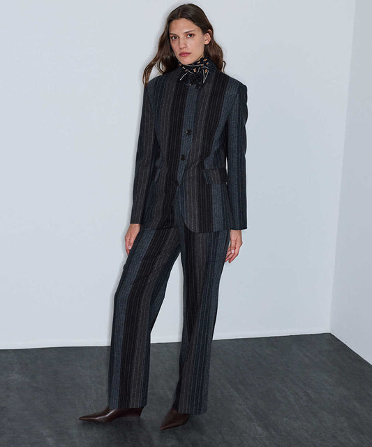 Pinstripe Wool-Blend Trousers