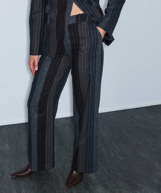 Pinstripe Wool-Blend Trousers
