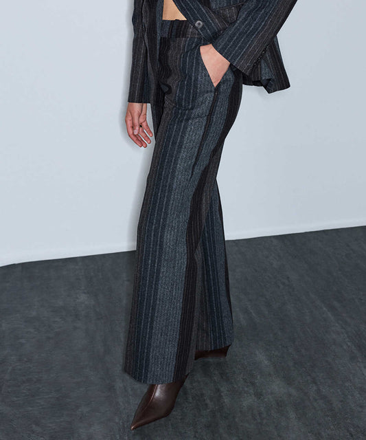 Pinstripe Wool-Blend Trousers
