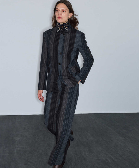 Pinstripe Wool-Blend Trousers