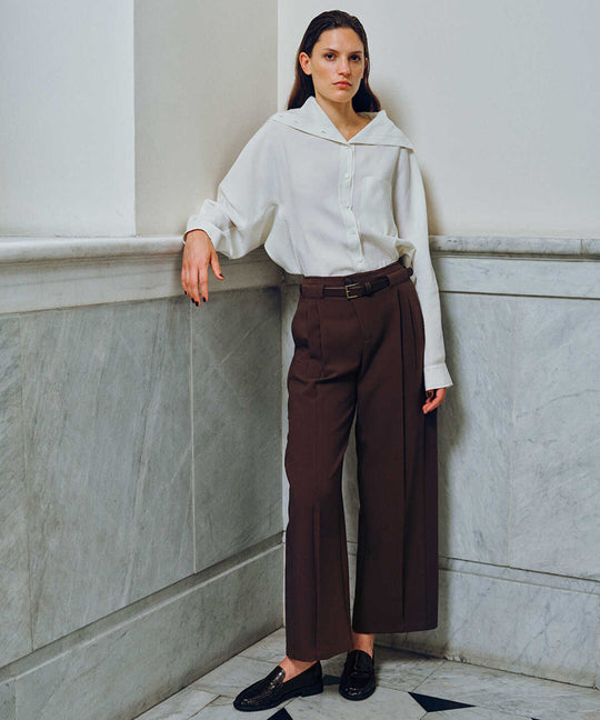 Barrel-Fit Belted Trousers