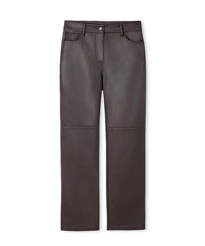 Leather-Effect Wide-Leg Trousers