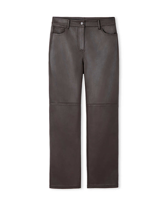 Leather-Effect Wide-Leg Trousers
