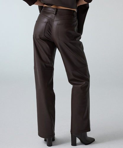 Leather-Effect Wide-Leg Trousers