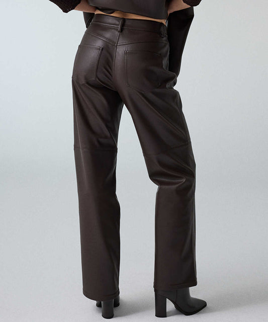 Leather-Effect Wide-Leg Trousers