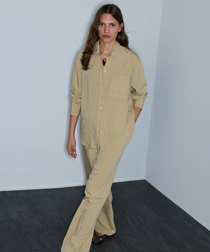 Crinkle-Effect Sequin Trousers