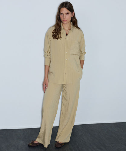 Crinkle-Effect Sequin Trousers