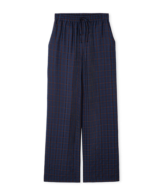 Plaid Wide-Leg Trousers