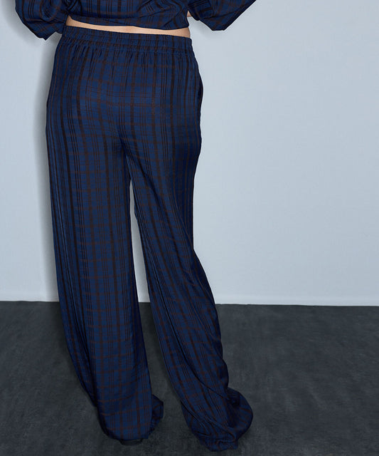 Plaid Wide-Leg Trousers