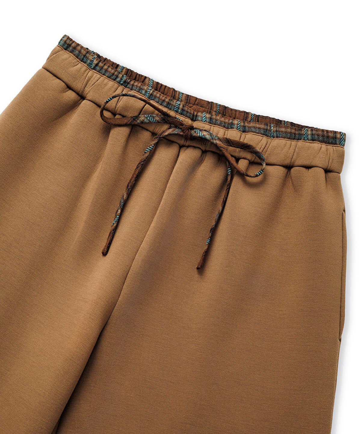 Plaid-Waist Wide-Leg Trousers