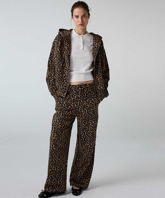 Leopard-Print Barrel Trousers