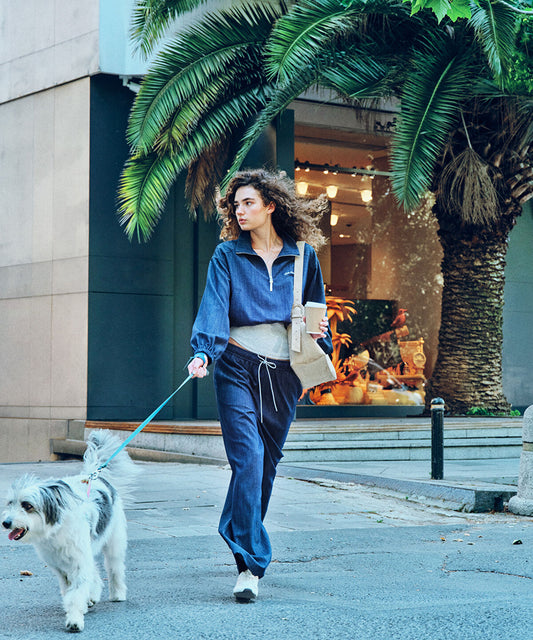 Denim-Effect Wide-Leg Trousers