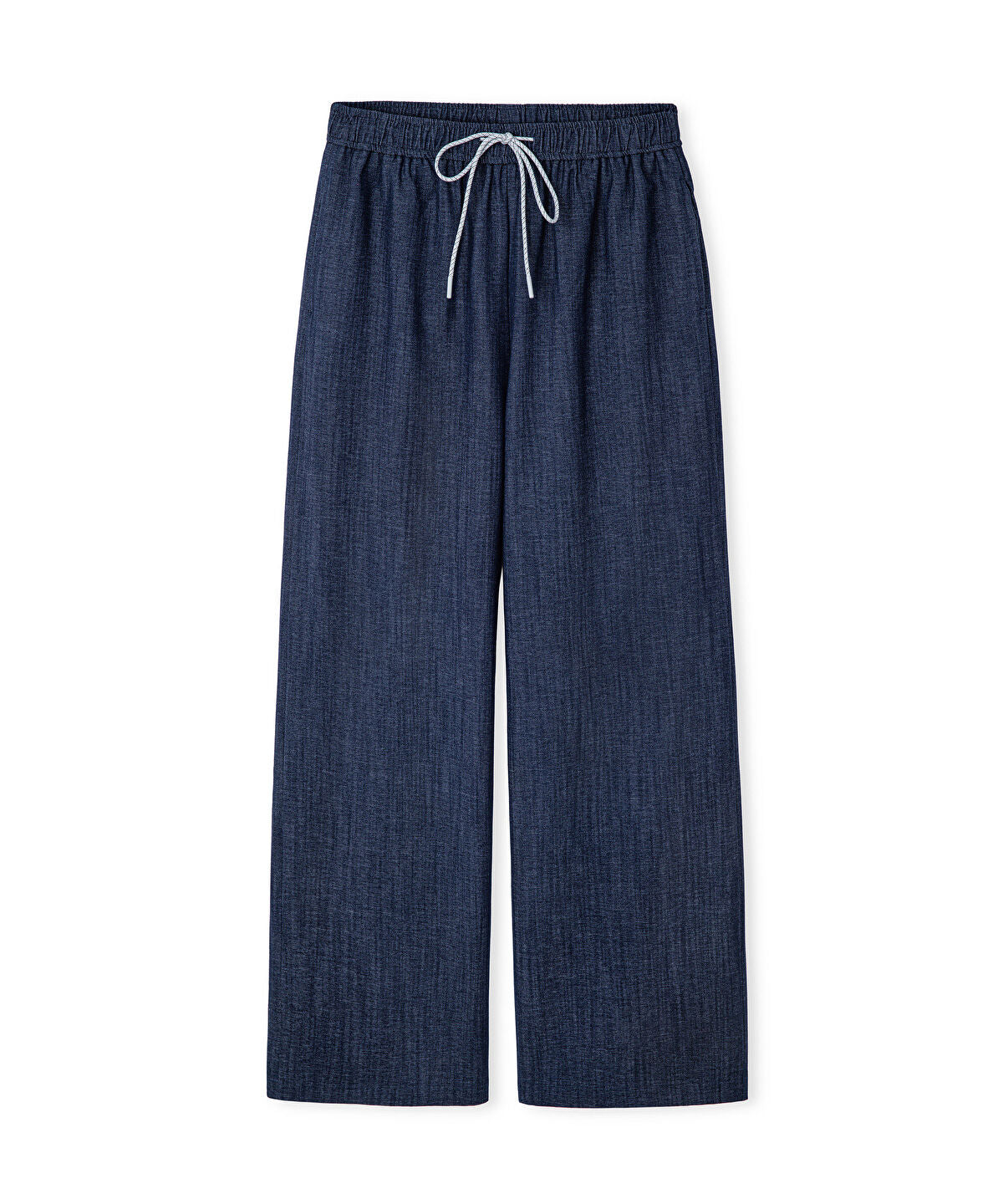 Zoomed Denim-Effect Wide-Leg Trousers