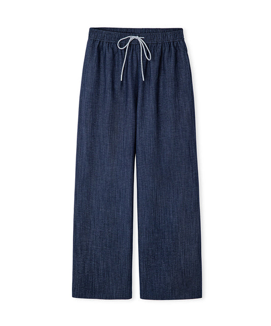 Denim-Effect Wide-Leg Trousers