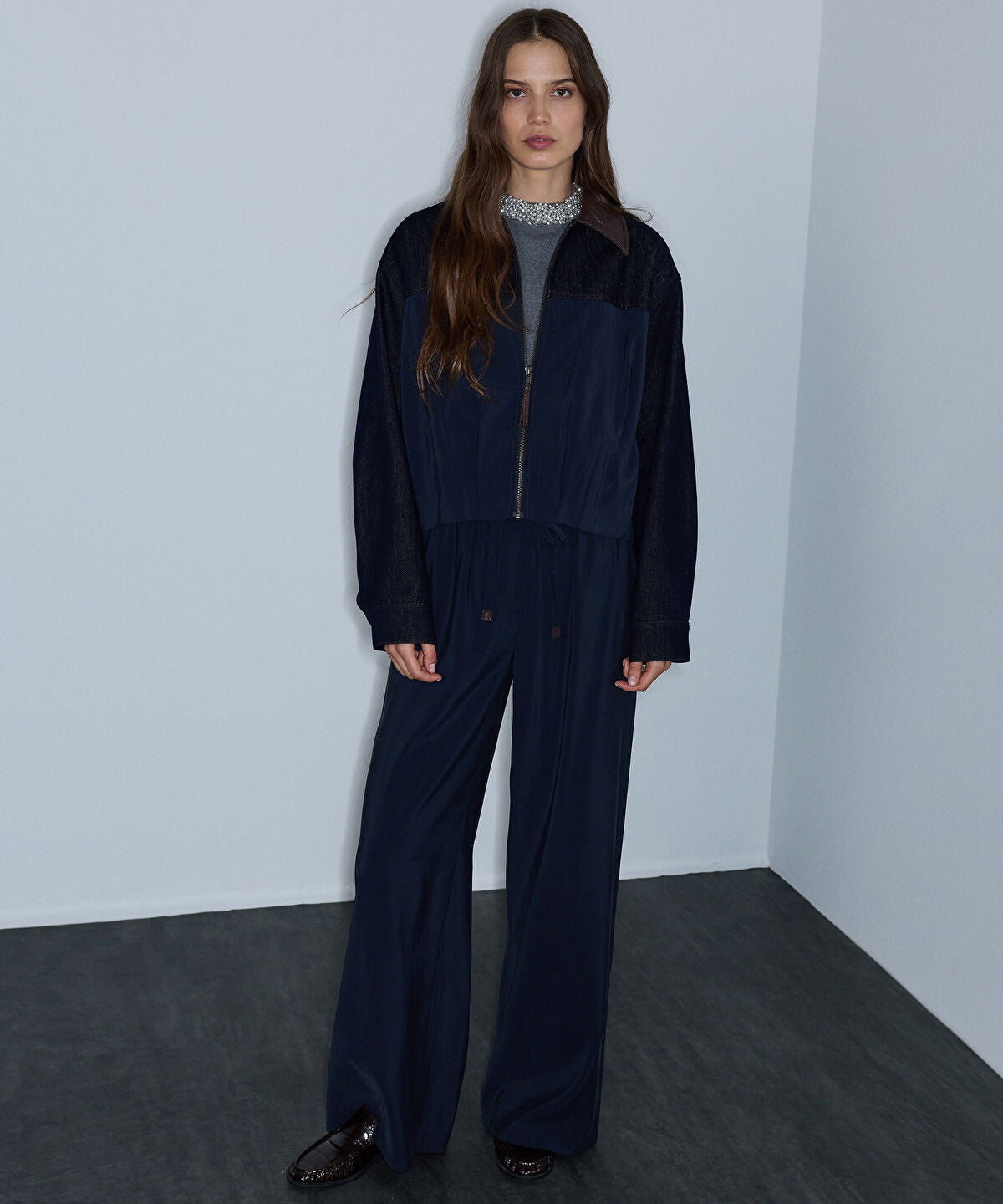 Elastic-Waist Wide-Leg Trousers