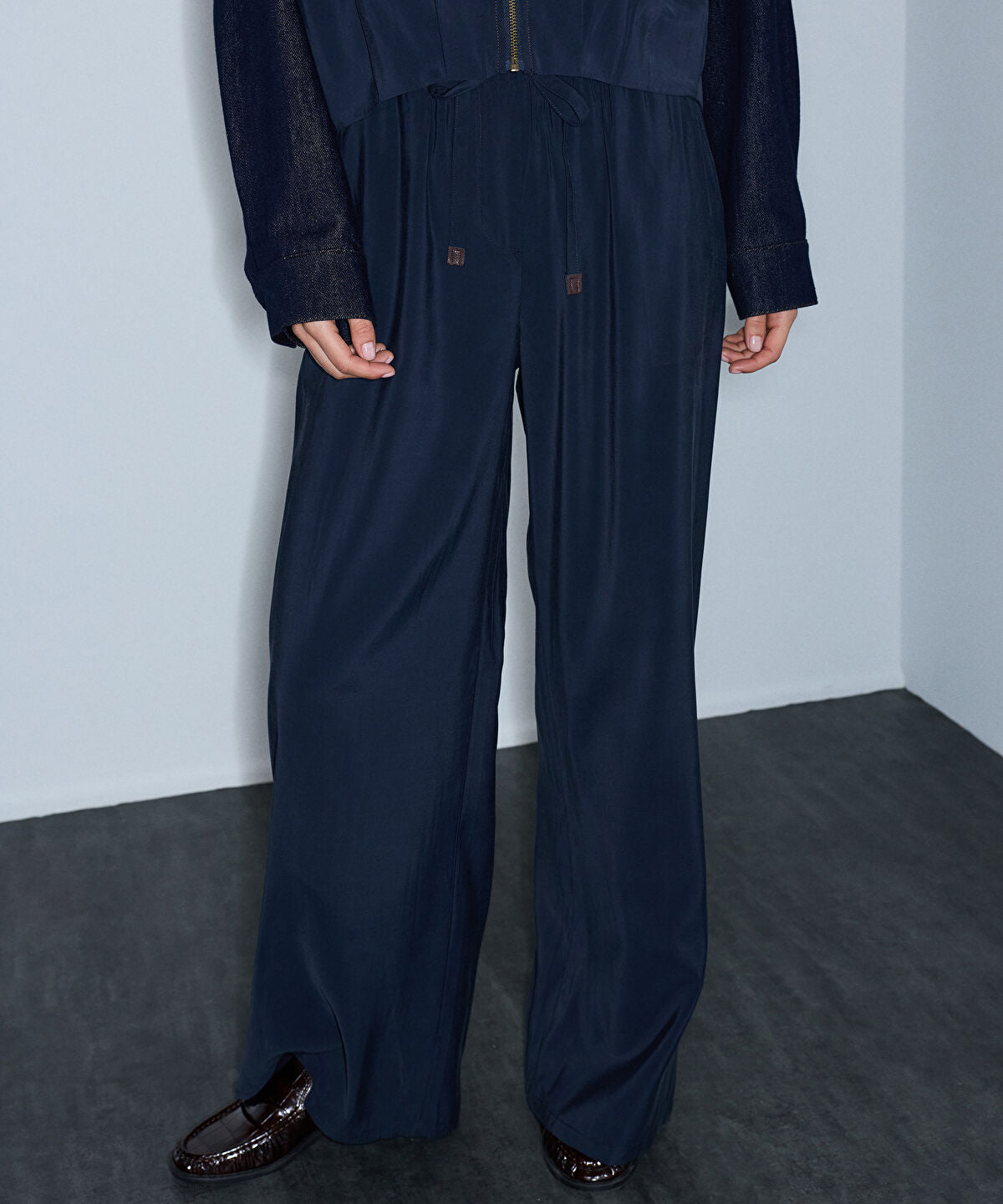 Elastic-Waist Wide-Leg Trousers