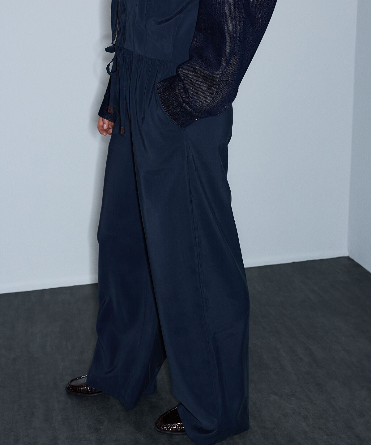 Elastic-Waist Wide-Leg Trousers