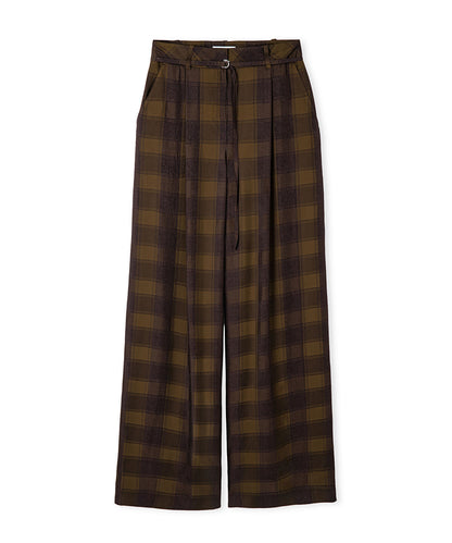 Wide-Leg Plaid Trousers