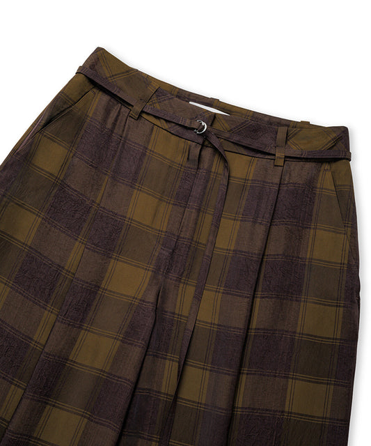 Wide-Leg Plaid Trousers
