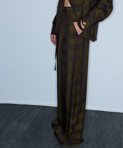 Wide-Leg Plaid Trousers