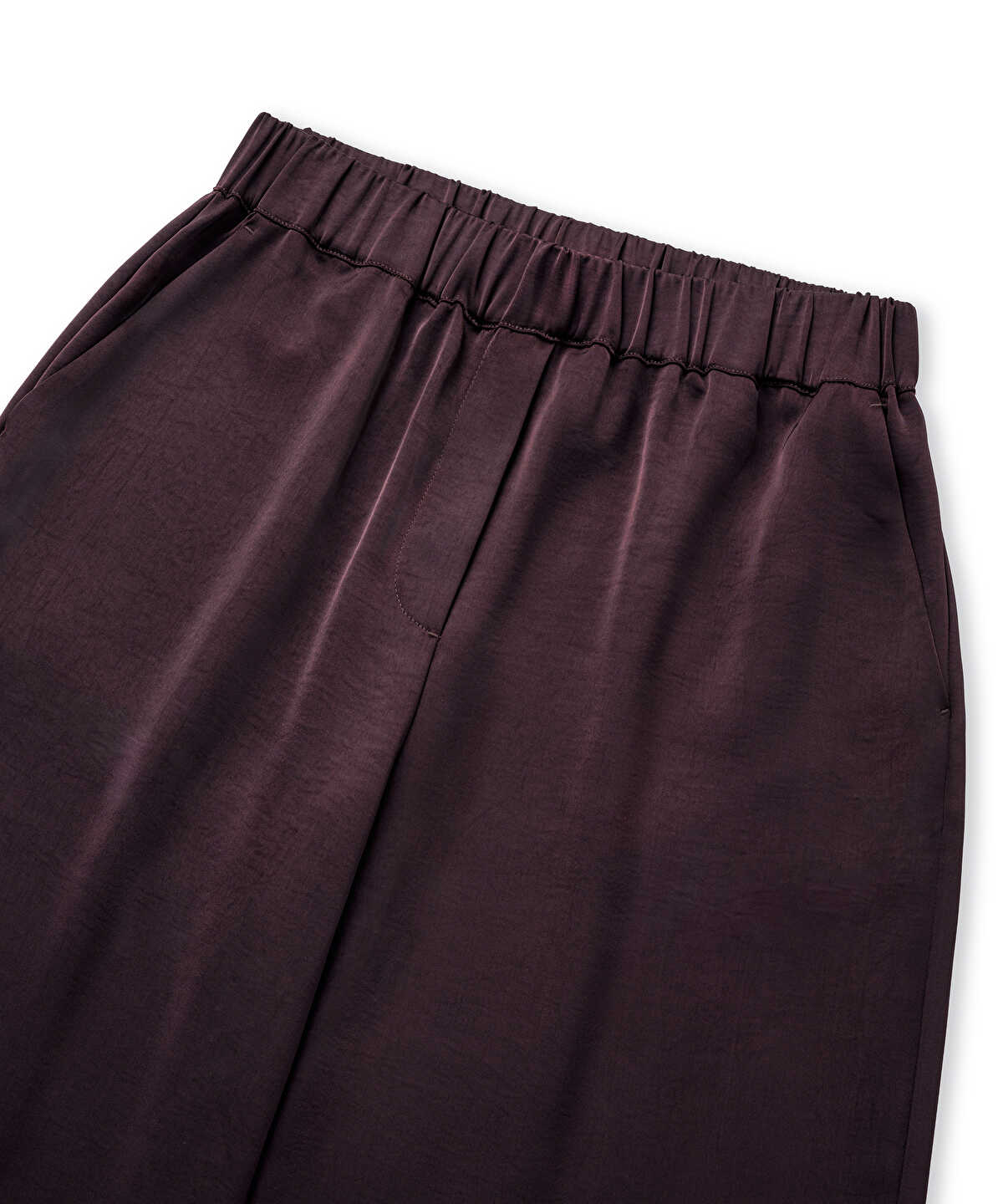 Elastic-Waist Shiny Trouser