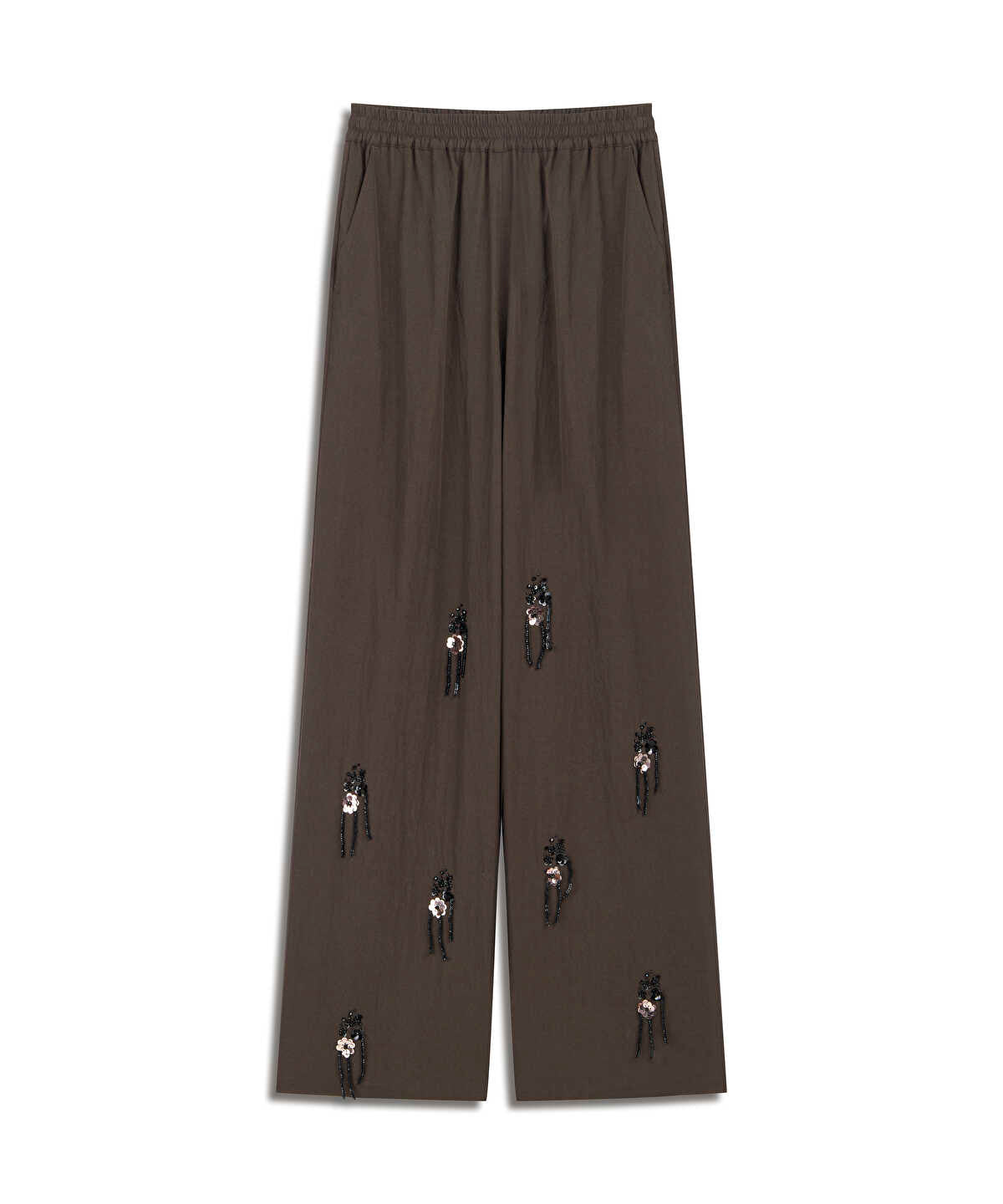 Elastic Waist Embroidered Trousers
