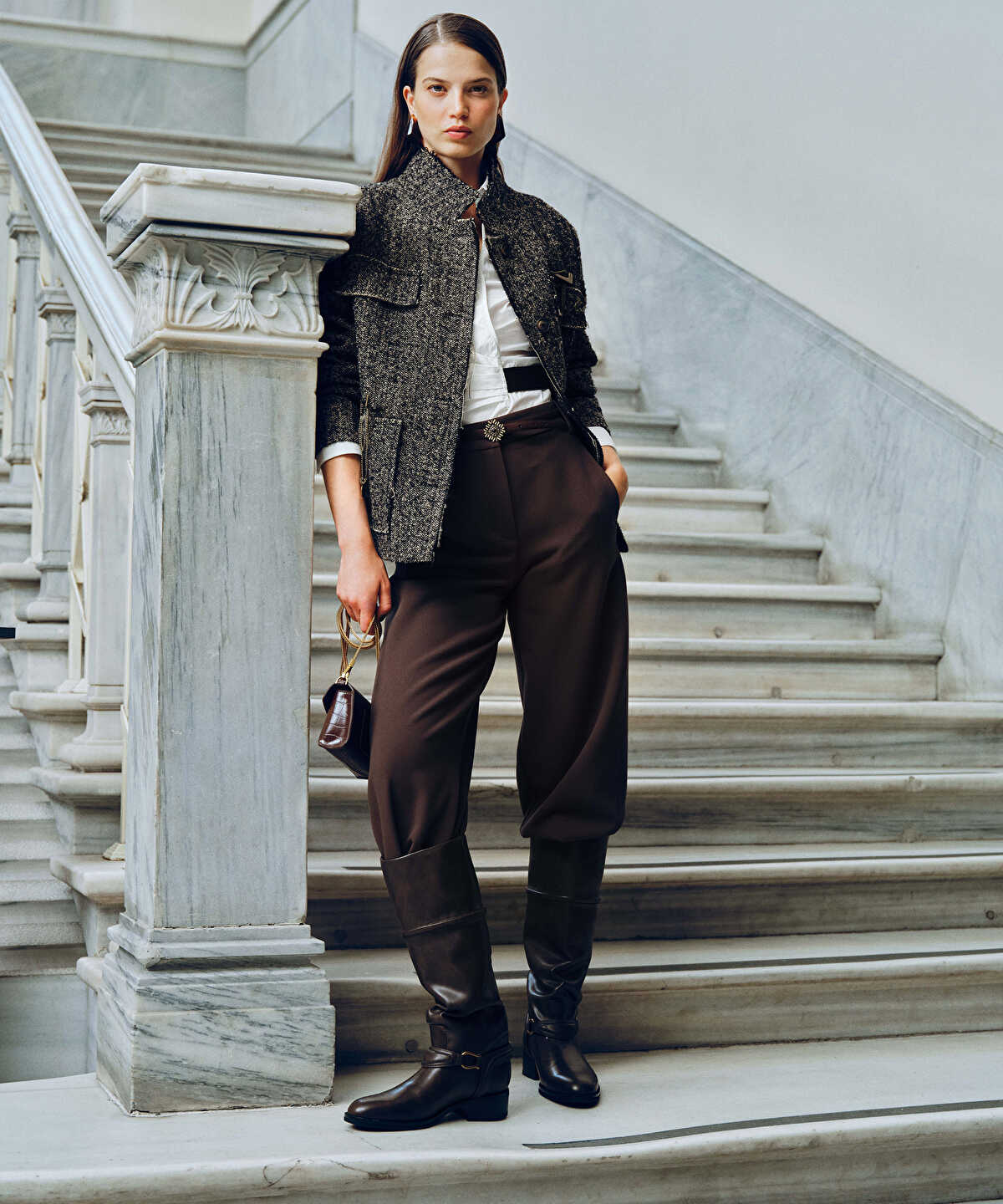 Belted Barrel Trousers