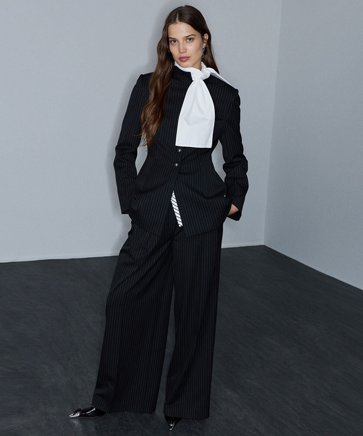 Pinstripe Trousers with Belt