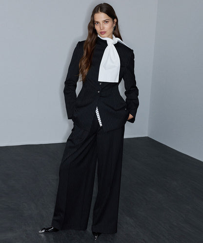 Pinstripe Trousers with Belt