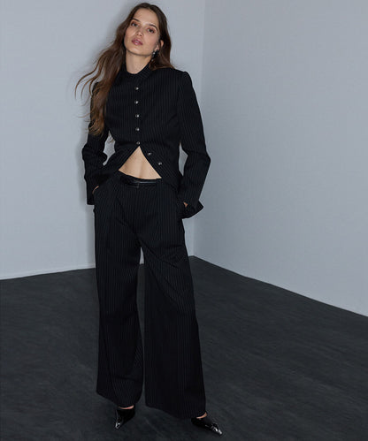 Pinstripe Trousers with Belt