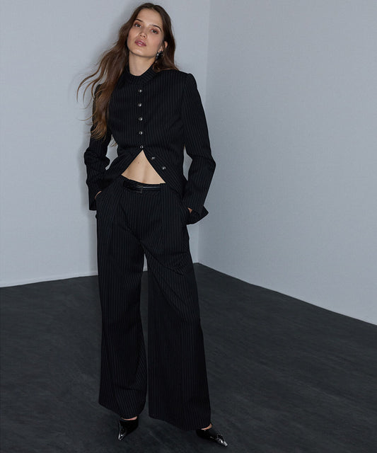 Pinstripe Trousers with Belt