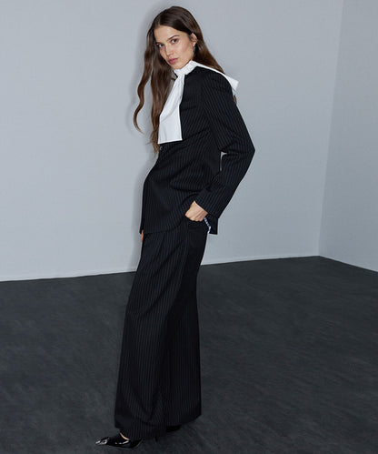 Pinstripe Trousers with Belt