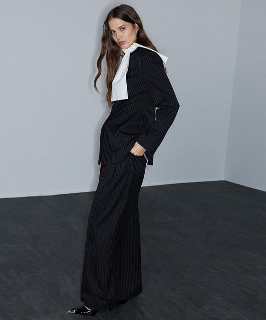 Pinstripe Trousers with Belt