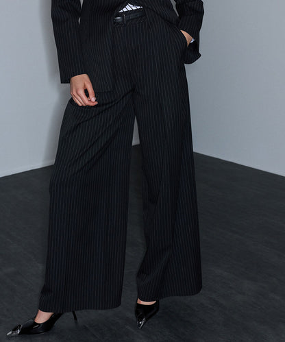 Pinstripe Trousers with Belt