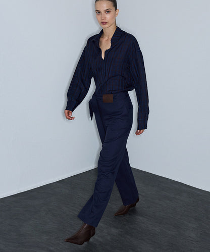Belted Carrot Fit Trousers
