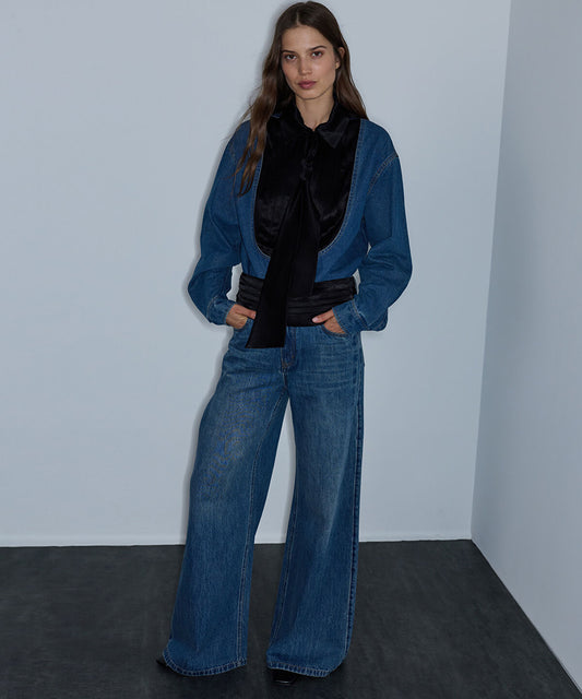 Detachable Satin Belted Jeans