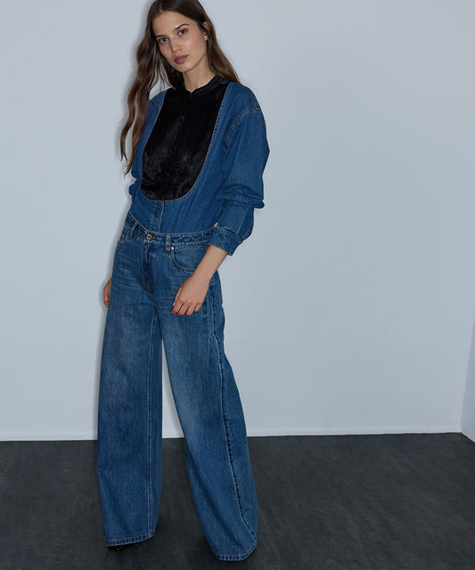 Detachable Satin Belted Jeans