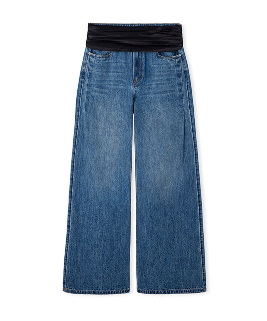 Detachable Satin Belted Jeans