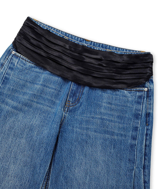 Detachable Satin Belted Jeans